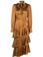 Zimmermann Pussy Bow Midi Dress - Gold