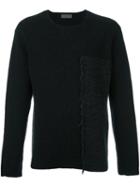 Yohji Yamamoto Frayed Sweater, Men's, Size: 3, Black, Cotton/linen/flax/acrylic/wool