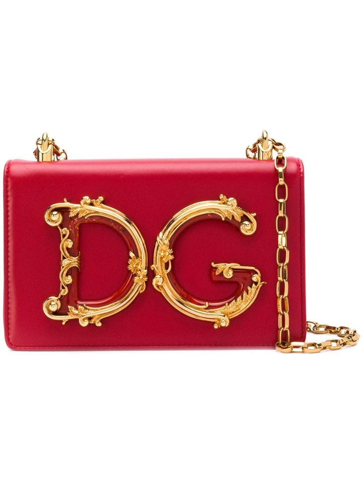 Dolce & Gabbana Foldover Logo Shoulder Bag - Red