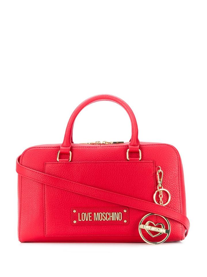 Love Moschino Logo Plaque Tote Bag - Red