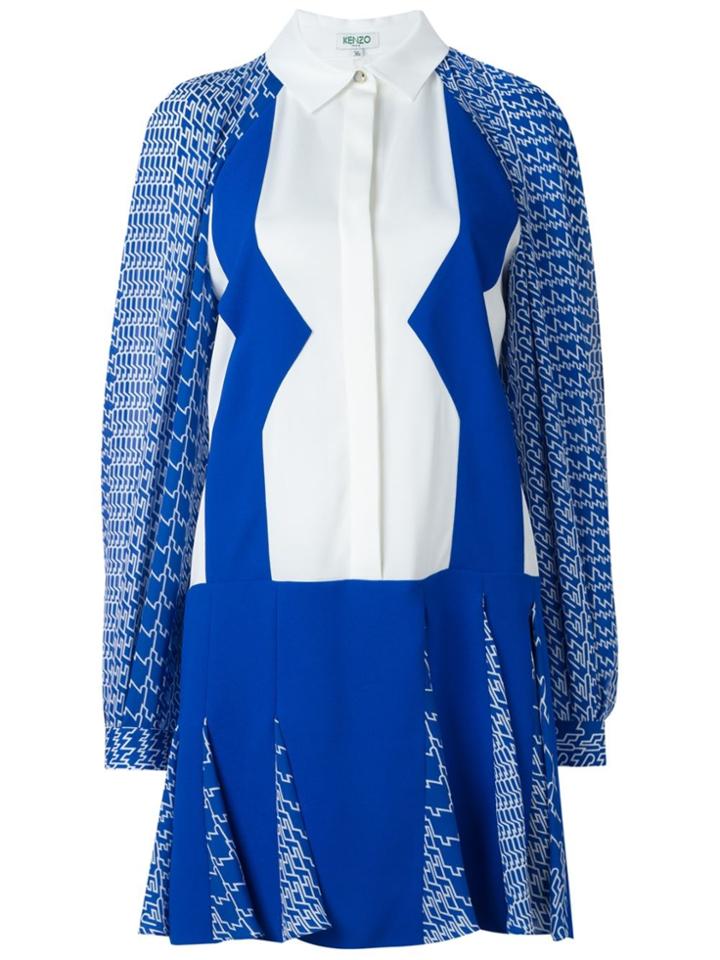 Kenzo 'diagonal Stripes' Dress - White