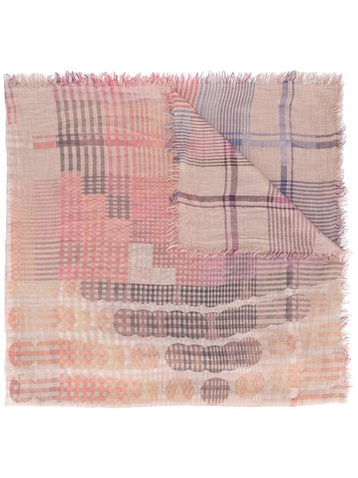 Faliero Sarti Check And Circle Pattern Scarf, Women's, Pink/purple, Polyester/modal