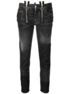 Dsquared2 Zipper Runway Straight Cropped Jeans - Black