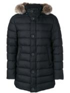 Herno - Fur Trim Padded Coat - Men - Polyamide/polyester/coyote Fur/duck Feathers - 52, Blue, Polyamide/polyester/coyote Fur/duck Feathers