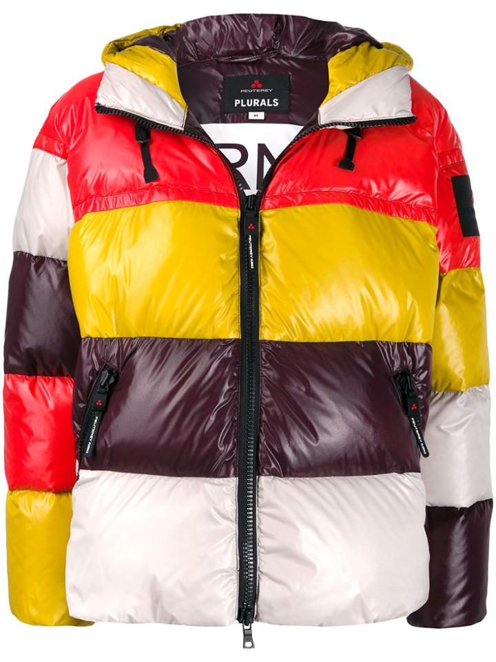 Peuterey Colour-block Hooded Puffer Jacket - Purple