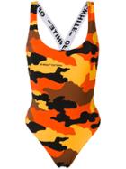 Off-white Reversible Camouflage Print Bodysuit - Orange