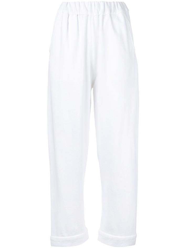 Water - Elasticated Waistband Cropped Trousers - Women - Cotton - M, White, Cotton