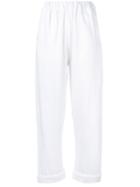 Water - Elasticated Waistband Cropped Trousers - Women - Cotton - M, White, Cotton