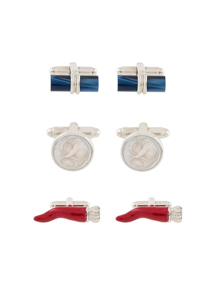 Fefè Pack Of Three Cufflinks - White