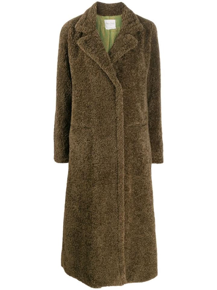 Forte Forte Faux Shearling Midi Coat - Green