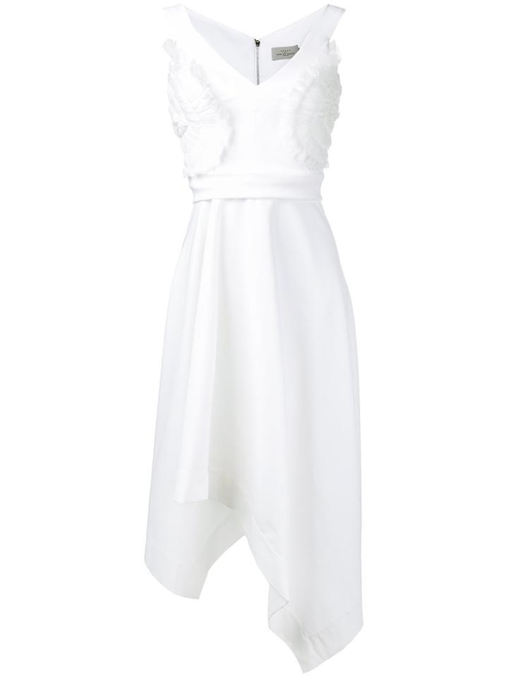 Preen By Thornton Bregazzi - Ruffle Appliquée Asymmetric Dress - Women - Polyamide/spandex/elastane/acetate - L, White, Polyamide/spandex/elastane/acetate