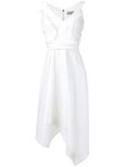Preen By Thornton Bregazzi - Ruffle Appliquée Asymmetric Dress - Women - Polyamide/spandex/elastane/acetate - L, White, Polyamide/spandex/elastane/acetate