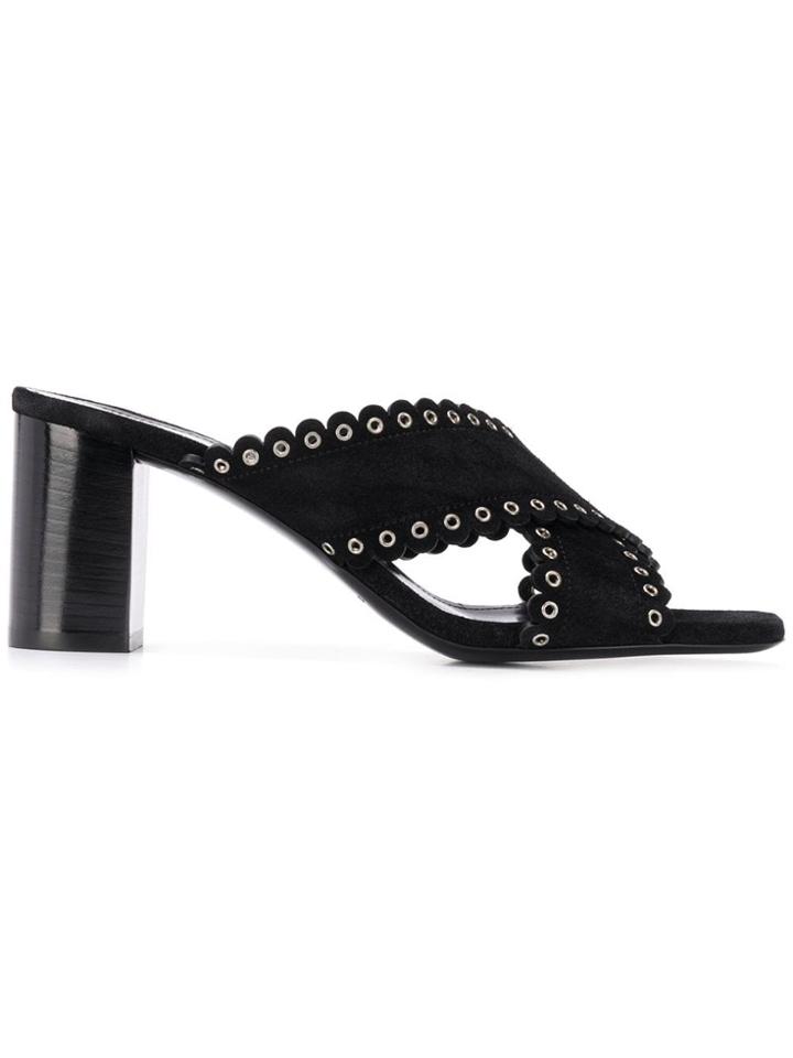 Saint Laurent Scalloped Sandals - Black