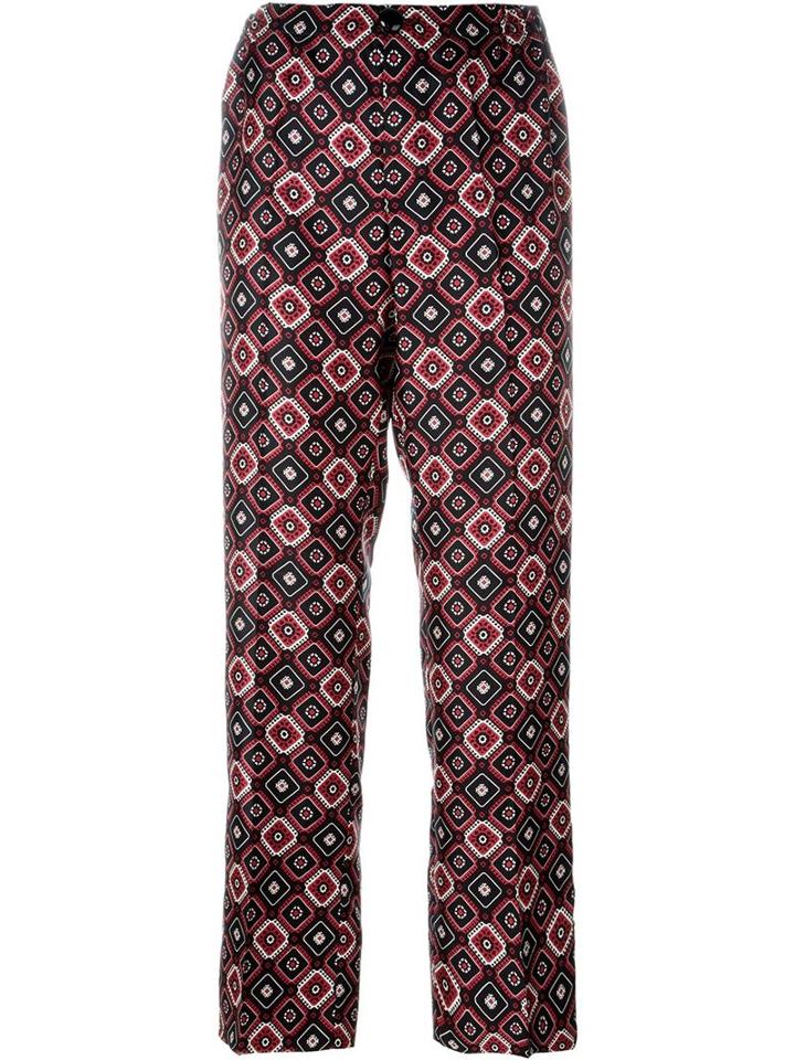 For Restless Sleepers Geometric Print Pyjama Trousers, Women's, Size: L, Black, Silk