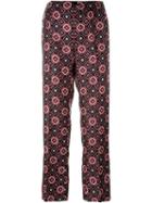 For Restless Sleepers Geometric Print Pyjama Trousers, Women's, Size: L, Black, Silk