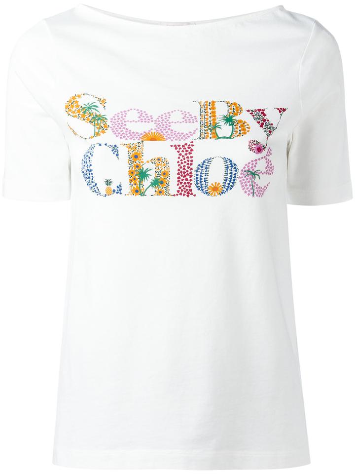 See By Chloé - Logo Print T-shirt - Women - Cotton - L, Women's, White, Cotton