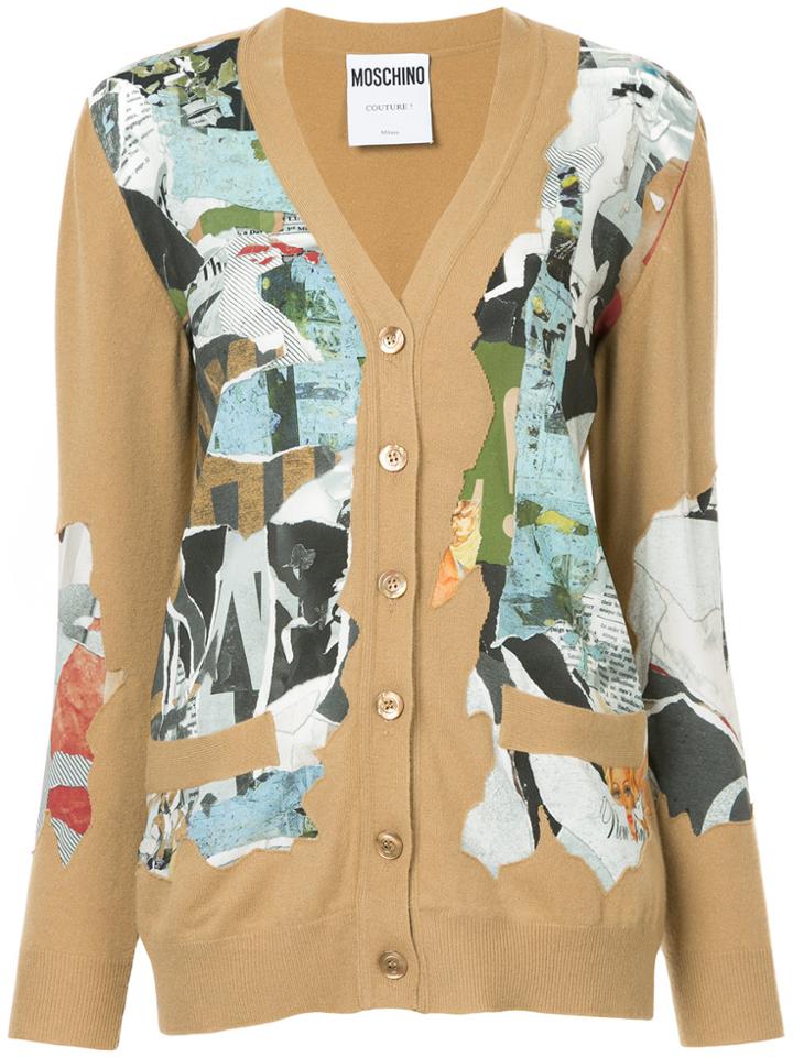 Moschino Papier Decoupage Print Cardigan - Brown