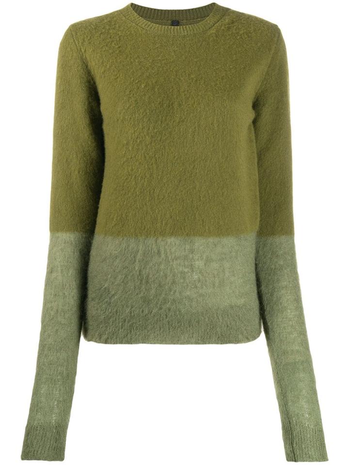 Unravel Project Two Tone Knit Jumper - Green