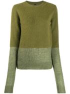 Unravel Project Two Tone Knit Jumper - Green