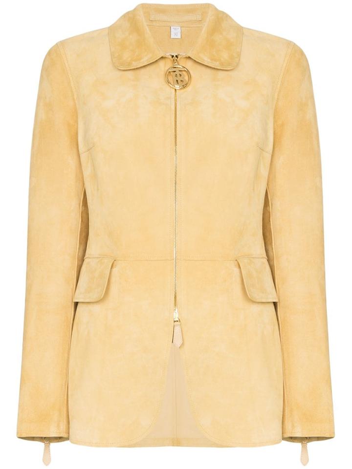 Burberry Tiverton Zipped Suede Jacket - Yellow