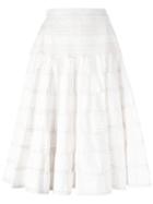Thom Browne Flared Patchwork Skirt, Women's, Size: 42, White, Cotton