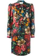 Gucci Floral Ruffled Dress, Size: 44, Silk/viscose/cotton