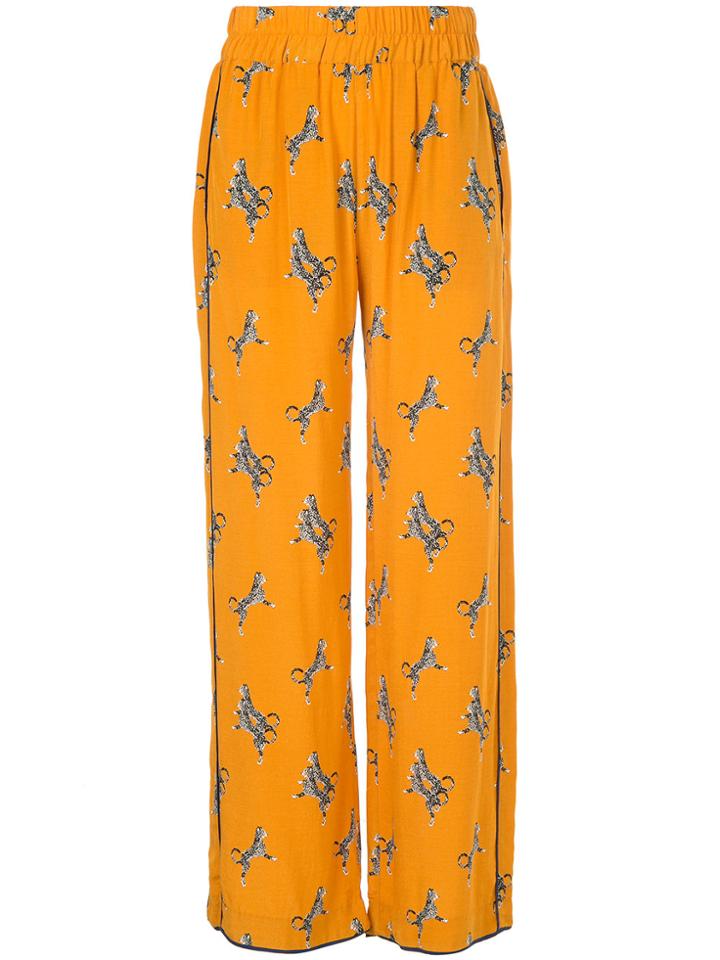 Baum Und Pferdgarten Cheetah Print Straight Leg Trousers - Yellow &