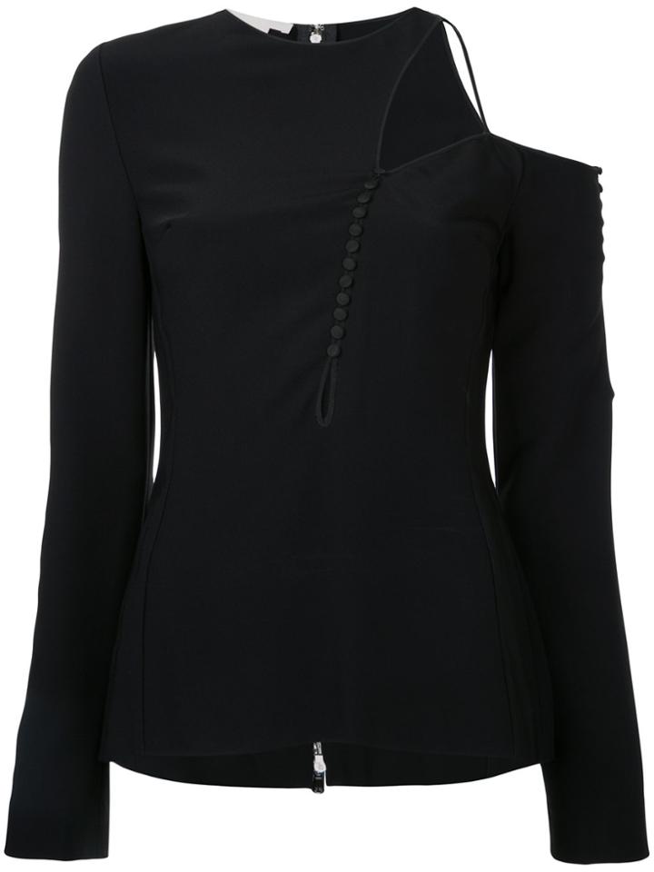 Antonio Berardi Asymmetric Cut Out Top - Black