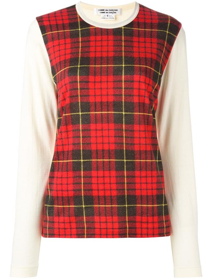 Comme Des Garçons Comme Des Garçons Tartan Panel Sweater, Women's, Size: Small, Nude/neutrals, Wool
