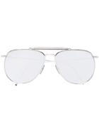 Thom Browne Eyewear Metallic Silver Aviator Mirror Sunglasses