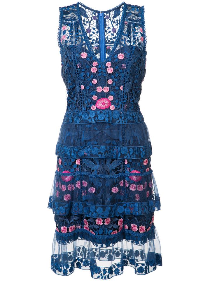 Marchesa Notte Floral Dress - Blue