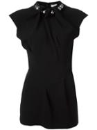 Loewe Embellished Neck Blouse, Women's, Size: 38, Black, Polyester/brass