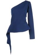 Christian Siriano One Shoulder Peplum Top - Blue