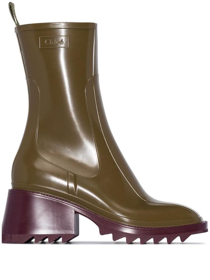 Chloé Zip-up Rainboots - Green