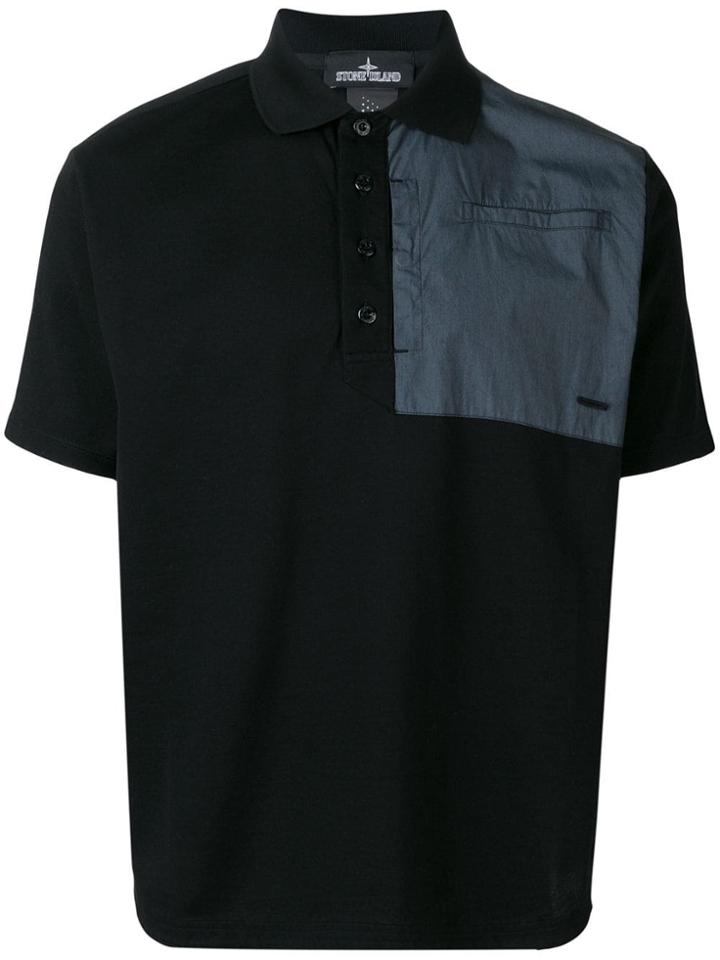 Stone Island Shadow Project Contrast Panel Polo Shirt - Black