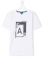 Fay Kids Teen Brand Print T-shirt - White