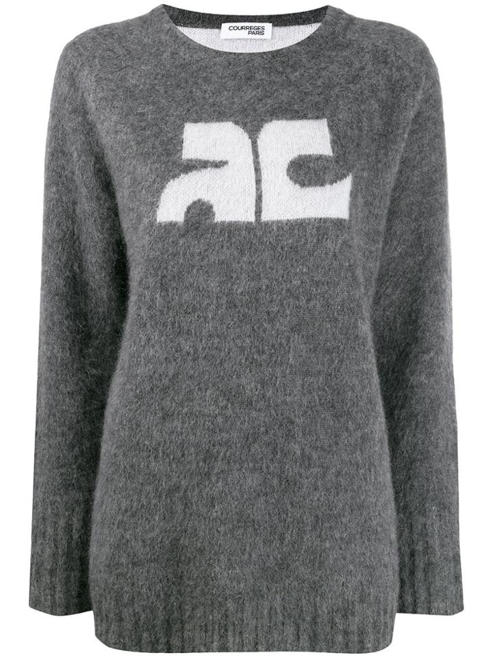 Courrèges Logo-detail Mohair Jumper - Grey