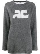 Courrèges Logo-detail Mohair Jumper - Grey