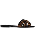 Saint Laurent Nu Pied Leopard Print Slides - Black