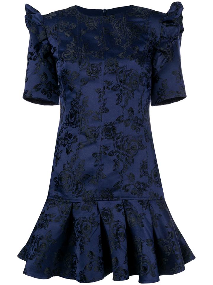 C/meo Felted Floral Puff Sleeve Dress - Blue