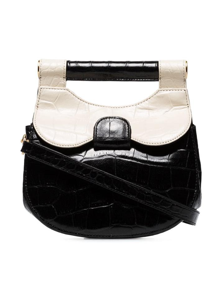 Staud Black And White Madeline Leather Mini Bag