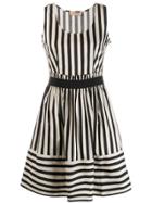 Twin-set Striped Flared Dress - Neutrals