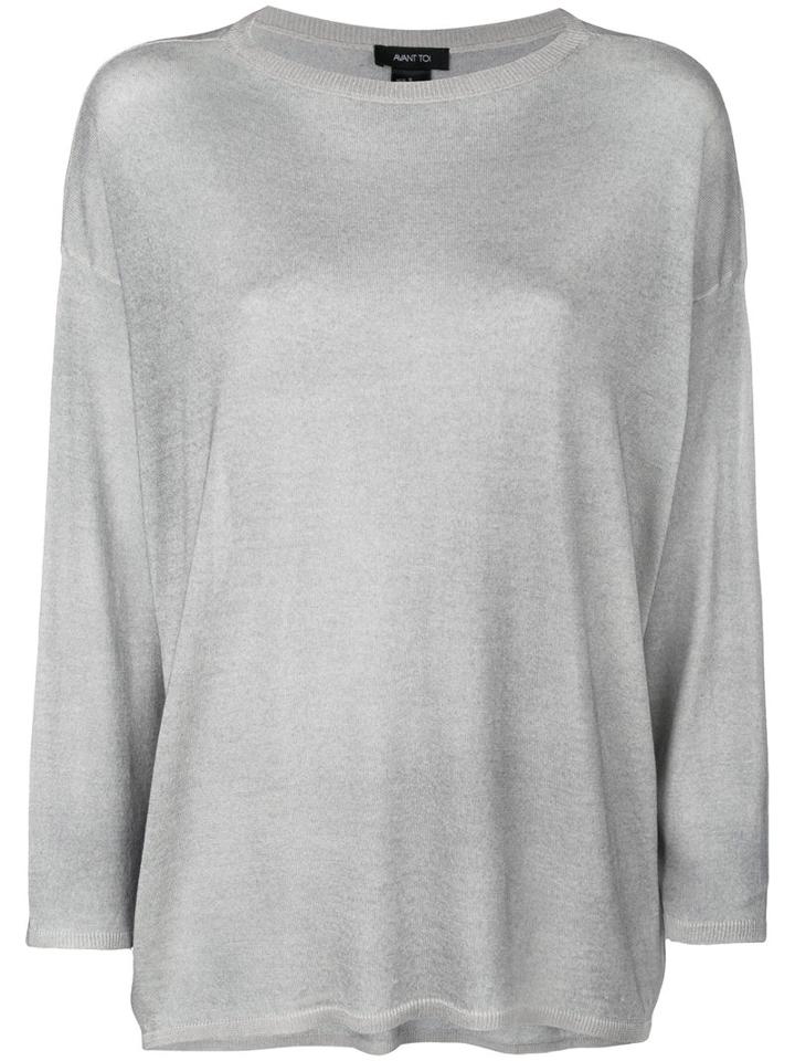 Avant Toi - Flared Knitted Top - Women - Silk/cashmere - L, Grey, Silk/cashmere