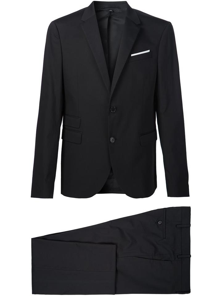 Neil Barrett Two Piece Suit, Men's, Size: 56, Black, Cotton/polyamide/spandex/elastane