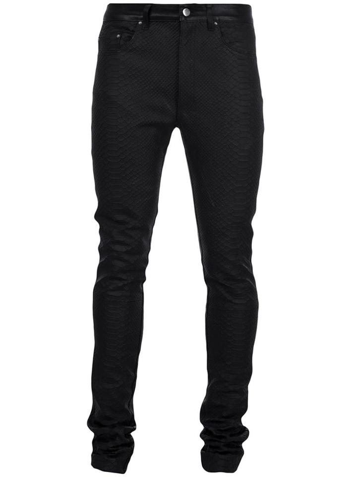 Amiri Skinny Python-embossed Trousers - Black