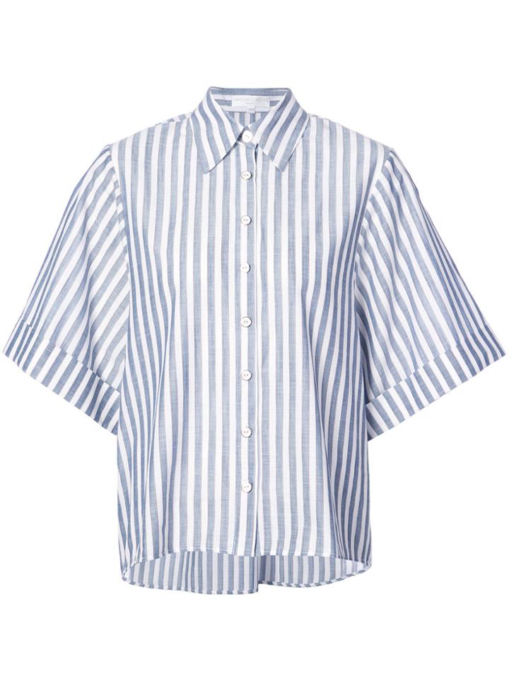 Caroline Constas Striped Short Sleeve Shirt - Blue