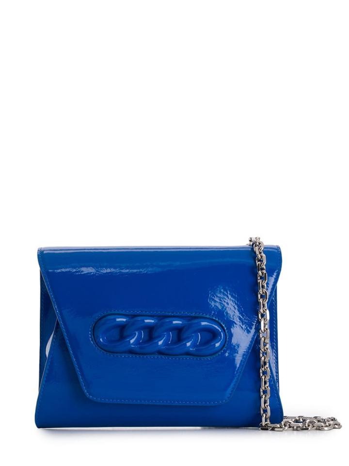 Casadei Embossed Chain Clutch - Blue