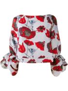 Osman Poppy Print Blouse, Women's, Size: 8, Red, Silk/polyamide/polyester
