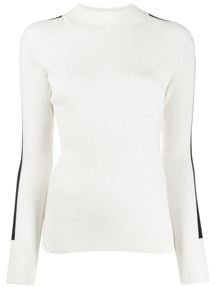 N.peal Side Stripe Sweater - White
