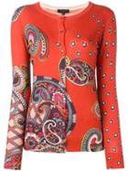 Etro Paisley Print Cardigan, Women's, Size: 48, Red, Silk/cashmere